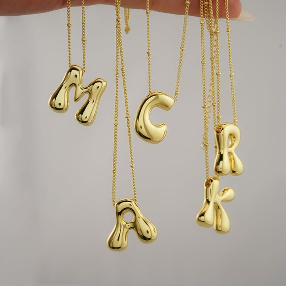 Personalized Gold Balloon Letter Necklace - Adjustable & Hypoallergenic Design - Picture 8 of 9